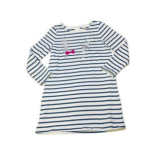 Gymboree Girls Blue White Stripe Rabbit Bunny Bow Tunic Dress Striped Size 7/8